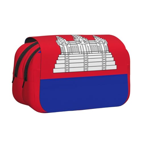 lootpe Federmäppchen mit Kambodscha-Flagge, großes Fassungsvermögen, Markertasche, Schreibwaren-Organizer-Tasche, tragbare Büro-Stifttasche von Lootpe