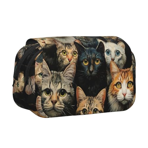 lootpe Federmäppchen mit Katzenmotiv, großes Fassungsvermögen, Markertasche, Schreibwaren-Organizer-Tasche, tragbare Büro-Stifttasche von Lootpe