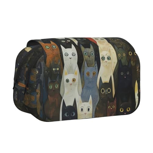 lootpe Federmäppchen mit Katzenmotiv, großes Fassungsvermögen, Markertasche, Schreibwaren-Organizer-Tasche, tragbare Büro-Stifttasche von Lootpe