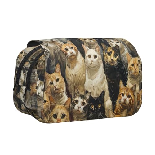 lootpe Federmäppchen mit Katzenmotiv, großes Fassungsvermögen, Markertasche, Schreibwaren-Organizer-Tasche, tragbare Büro-Stifttasche von Lootpe