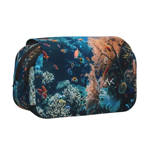 lootpe Federmäppchen mit Korallenriff-Aufdruck, großes Fassungsvermögen, Markertasche, Schreibwaren-Organizer-Tasche, tragbare Büro-Stifttasche von Lootpe