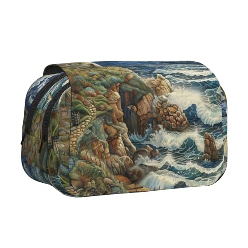 lootpe Federmäppchen mit Leuchtturm-Aufdruck, großes Fassungsvermögen, Markertasche, Schreibwaren-Organizer-Tasche, tragbare Büro-Stifttasche von Lootpe