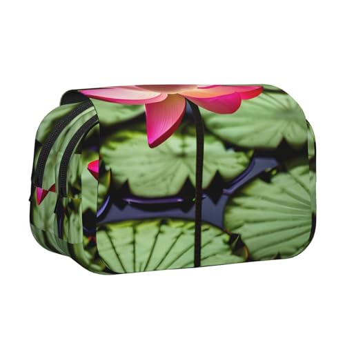 lootpe Federmäppchen mit Lotusblumen-Aufdruck, großes Fassungsvermögen, Markertasche, Schreibwaren-Organizer-Tasche, tragbare Büro-Stifttasche von Lootpe