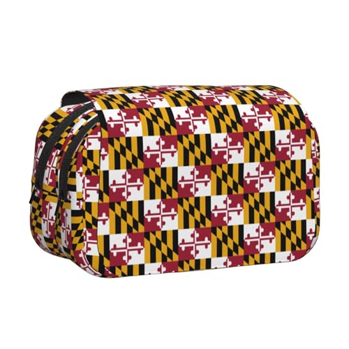 lootpe Federmäppchen mit Maryland-Staatsflaggen-Druck, großes Fassungsvermögen, Markertasche, Schreibwaren-Organizer-Tasche, tragbare Büro-Stifttasche von Lootpe