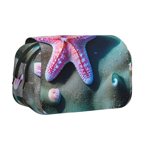 lootpe Federmäppchen mit Muscheln, Seestern-Druck, großes Fassungsvermögen, Markertasche, Schreibwaren-Organizer-Tasche, tragbare Büro-Stifttasche von Lootpe