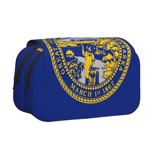 lootpe Federmäppchen mit Nebraska-Flaggen-Druck, großes Fassungsvermögen, Markertasche, Schreibwaren-Organizer-Tasche, tragbare Büro-Stifttasche von Lootpe