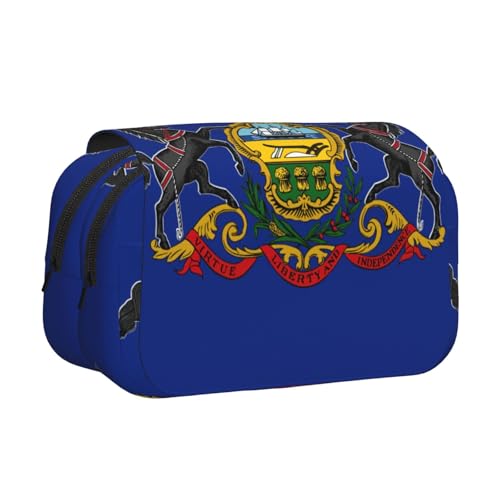 lootpe Federmäppchen mit Pennsylvania-Staatsflaggen-Druck, großes Fassungsvermögen, Markertasche, Schreibwaren-Organizer-Tasche, tragbare Büro-Stifttasche von Lootpe