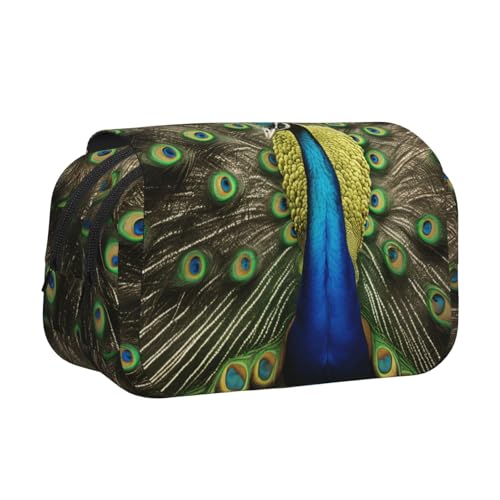 lootpe Federmäppchen mit Pfauenfeder-Aufdruck, großes Fassungsvermögen, Markertasche, Schreibwaren-Organizer-Tasche, tragbare Büro-Stifttasche von Lootpe