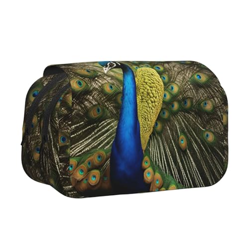 lootpe Federmäppchen mit Pfauenfeder-Aufdruck, großes Fassungsvermögen, Markertasche, Schreibwaren-Organizer-Tasche, tragbare Büro-Stifttasche von Lootpe