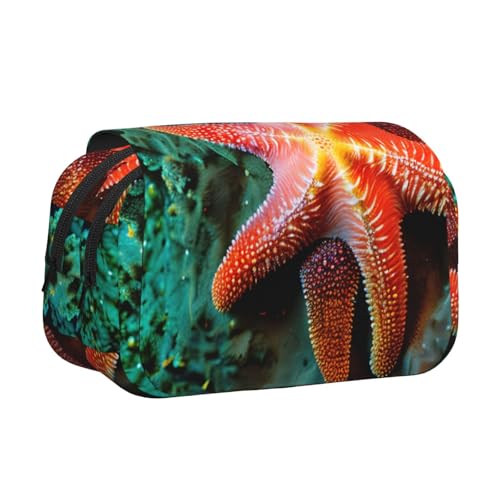 lootpe Federmäppchen mit Seestern-Motiv, großes Fassungsvermögen, Markertasche, Schreibwaren-Organizer-Tasche, tragbare Büro-Stifttasche von Lootpe