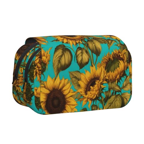 lootpe Federmäppchen mit Sonnenblumen-Aufdruck, großes Fassungsvermögen, Markertasche, Schreibwaren-Organizer, tragbare Büro-Stifttasche von Lootpe