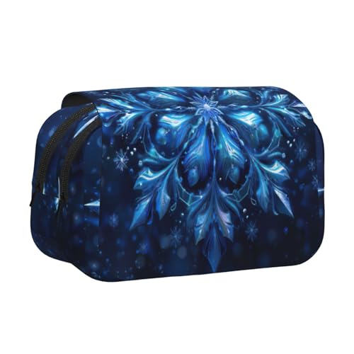 lootpe Federmäppchen mit Weihnachts-Schneeflocken-Druck, großes Fassungsvermögen, Marker-Tasche, Schreibwaren-Organizer-Tasche, tragbare Büro-Stifttasche von Lootpe