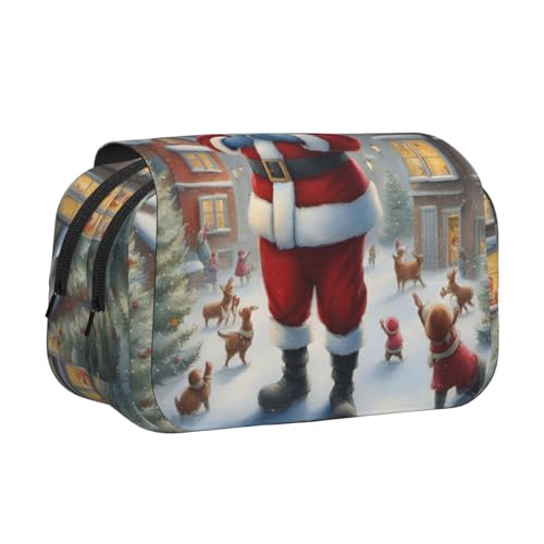 lootpe Federmäppchen mit Weihnachtsmann-Motiv, großes Fassungsvermögen, Markertasche, Schreibwaren-Organizer-Tasche, tragbare Büro-Stifttasche von Lootpe