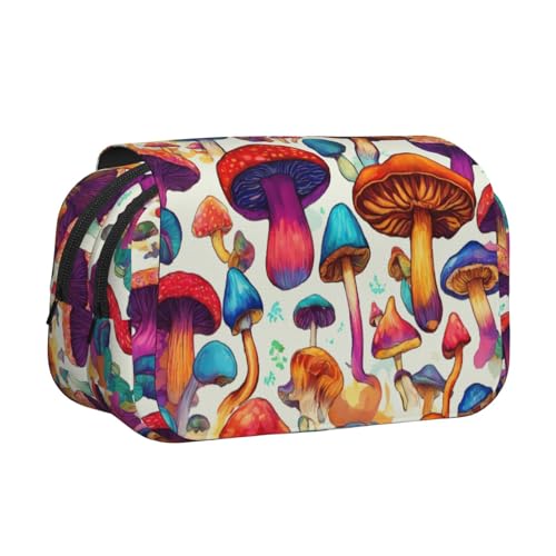 lootpe Federmäppchen mit Wildpilz-Aufdruck, großes Fassungsvermögen, Markertasche, Schreibwaren-Organizer-Tasche, tragbare Büro-Stifttasche von Lootpe