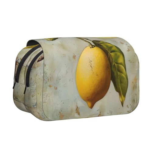 lootpe Federmäppchen mit Zitronenfrucht-Aufdruck, großes Fassungsvermögen, Markertasche, Schreibwaren-Organizer-Tasche, tragbare Büro-Stifttasche von Lootpe