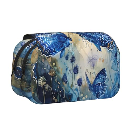 lootpe Federmäppchen mit blauem Schmetterlings-Aufdruck, großes Fassungsvermögen, Markertasche, Schreibwaren-Organizer-Tasche, tragbare Büro-Stifttasche von Lootpe