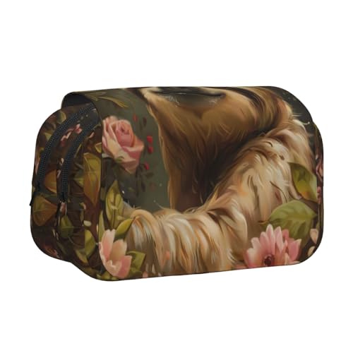 lootpe Federmäppchen mit niedlichem Faultier-Druck, großes Fassungsvermögen, Markertasche, Schreibwaren-Organizer-Tasche, tragbare Büro-Stifttasche von Lootpe