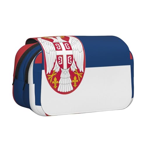 lootpe Federmäppchen mit serbischer Flagge, großes Fassungsvermögen, Markertasche, Schreibwaren-Organizer-Tasche, tragbare Büro-Stifttasche von Lootpe