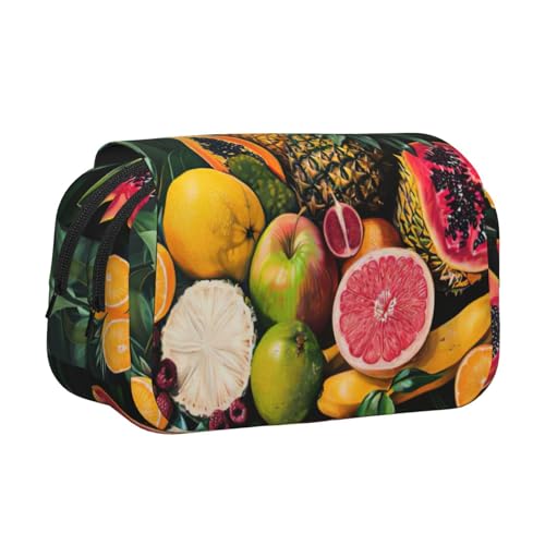 lootpe Federmäppchen mit tropischem Obst-Aufdruck, großes Fassungsvermögen, Markertasche, Schreibwaren-Organizer-Tasche, tragbare Büro-Stifttasche von Lootpe