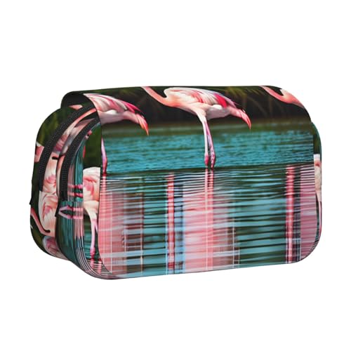 lootpe Federmäppchen mit zwei Flamingo-Aufdruck, großes Fassungsvermögen, Markertasche, Schreibwaren-Organizer-Tasche, tragbare Büro-Stifttasche von Lootpe