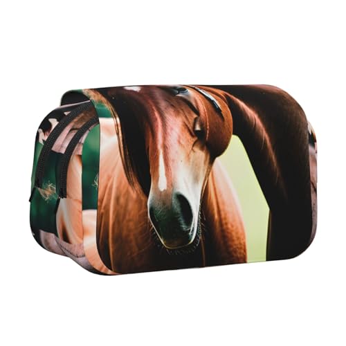 lootpe Federmäppchen mit zwei Pferden, großes Fassungsvermögen, Markertasche, Schreibwaren-Organizer-Tasche, tragbare Büro-Stifttasche von Lootpe