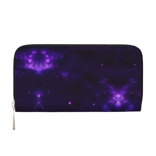 lootpe Galaxy Starry Space Purple Starry Print Damen Geldbörse Damen Kreditkartenhalter Handy Geldbörse Geldbörse Lange Clutch Handtasche von Lootpe