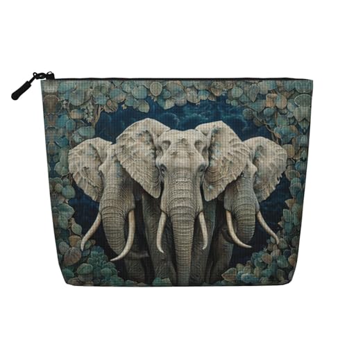 lootpe Kosmetiktasche mit Elefanten-Kunstdruck, große Kapazität, Kosmetiktasche für Damen, tragbare Kosmetiktasche, Kulturbeutel von Lootpe