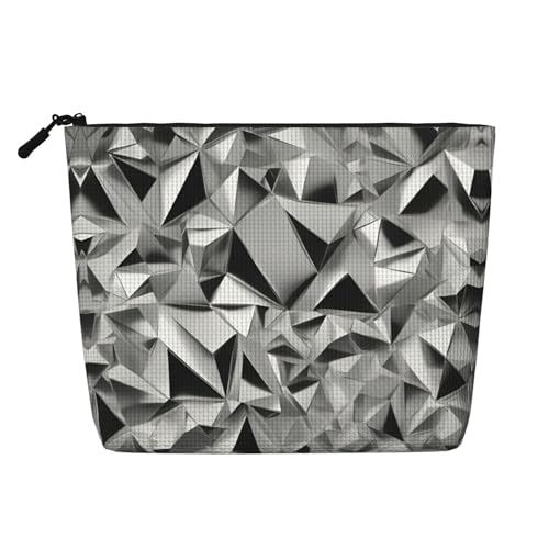 lootpe Kosmetiktasche mit silbernem geometrischem Figurendruck, große Kapazität, Kosmetiktasche für Damen, tragbare Kosmetiktasche, Kulturbeutel von Lootpe