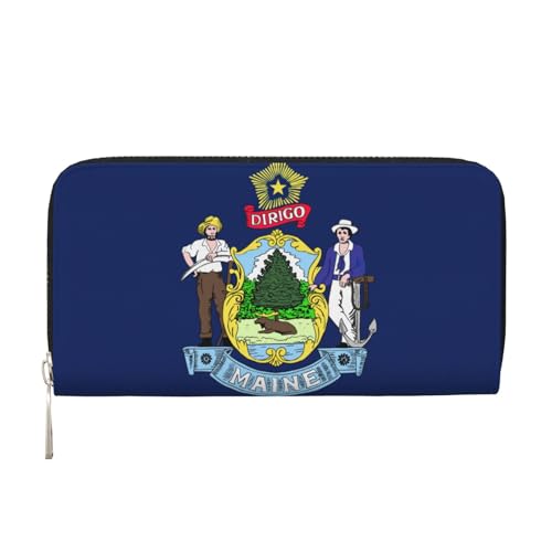 lootpe Maine State Flag Print Damen Geldbörse, Kreditkartenhalter, Handygeldbörse, lange Clutch-Handtasche von Lootpe