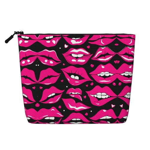 lootpe Make-up-Tasche mit Lippen-Druck, große Kapazität, Kosmetiktasche für Damen, tragbare Kosmetiktasche, Kulturbeutel von Lootpe