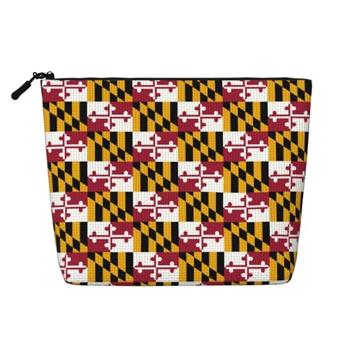 lootpe Maryland Staatsflagge Druck Reise Make-up Tasche Große Kapazität Kosmetiktasche für Frauen Tragbare Kosmetiktasche Kulturbeutel von Lootpe