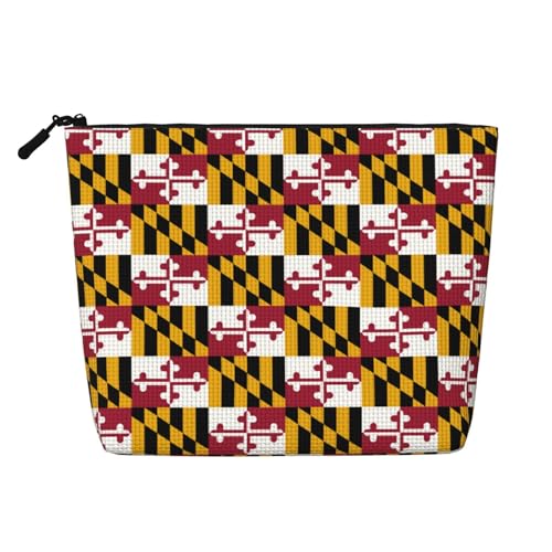 lootpe Maryland Staatsflagge Druck Reise Make-up Tasche Große Kapazität Kosmetiktasche für Frauen Tragbare Kosmetiktasche Kulturbeutel von Lootpe