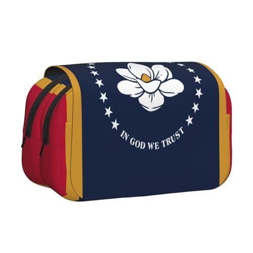 lootpe Mississippi Federmäppchen mit Staatsflaggen-Druck, großes Fassungsvermögen, Markertasche, Schreibwaren-Organizer-Tasche, tragbare Büro-Stifttasche von Lootpe