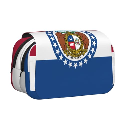 lootpe Missouri Federmäppchen mit Staatsflaggen-Druck, großes Fassungsvermögen, Markertasche, Schreibwaren-Organizer-Tasche, tragbare Büro-Stifttasche von Lootpe