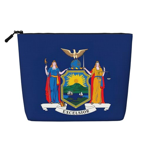 lootpe New York Staatsflagge Druck Reise Make-up Tasche Große Kapazität Kosmetiktasche für Frauen Tragbare Kosmetiktasche Kulturbeutel von Lootpe