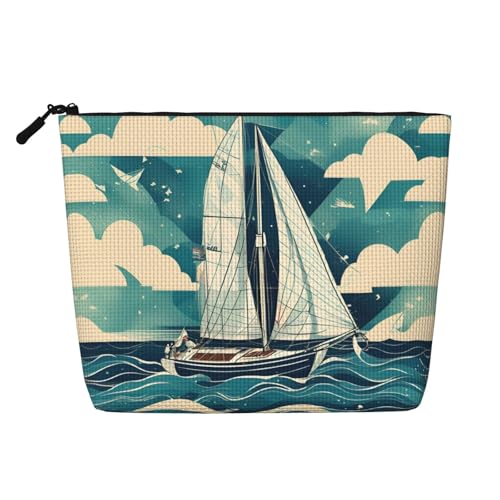 lootpe Ocean Sailboat Print Travel Makeup Bag Large Capacity Cosmetic Bags For Women Portable Cosmetic Bag Toiletry Bag von Lootpe