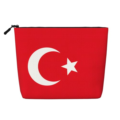 lootpe Reise-Make-up-Tasche, Motiv: Flagge der Türkei, große Kapazität, Kosmetiktasche für Damen, tragbare Kosmetiktasche, Kulturbeutel von Lootpe