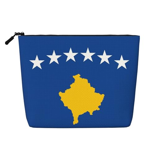 lootpe Reise-Make-up-Tasche, Motiv: Flagge des Kosovo, große Kapazität, Kosmetiktasche für Damen, tragbare Kosmetiktasche, Kulturbeutel von Lootpe