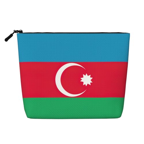 lootpe Reise-Make-up-Tasche, Motiv: Flagge von Aserbaidschan, große Kapazität, Kosmetiktasche für Damen, tragbare Kosmetiktasche, Kulturbeutel von Lootpe