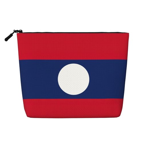 lootpe Reise-Make-up-Tasche, Motiv: Flagge von Laos, große Kapazität, Kosmetiktasche für Damen, tragbare Kosmetiktasche, Kulturbeutel von Lootpe