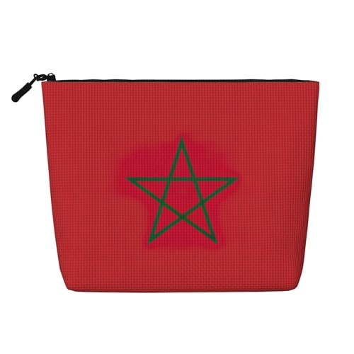 lootpe Reise-Make-up-Tasche, Motiv: Flagge von Marokko, große Kapazität, Kosmetiktasche für Damen, tragbare Kosmetiktasche, Kulturbeutel von Lootpe