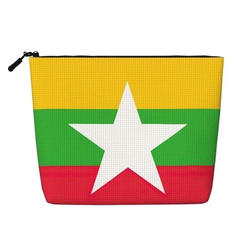 lootpe Reise-Make-up-Tasche, Motiv: Flagge von Myanmar, große Kapazität, Kosmetiktasche für Damen, tragbare Kosmetiktasche, Kulturbeutel von Lootpe