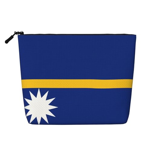 lootpe Reise-Make-up-Tasche, Motiv: Flagge von Nauru, große Kapazität, Kosmetiktasche für Damen, tragbare Kosmetiktasche, Kulturbeutel von Lootpe