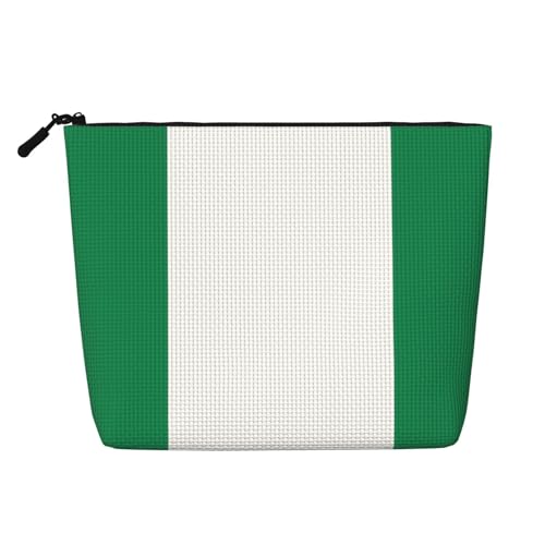 lootpe Reise-Make-up-Tasche, Motiv: Flagge von Nigeria, große Kapazität, Kosmetiktasche für Damen, tragbare Kosmetiktasche, Kulturbeutel von Lootpe