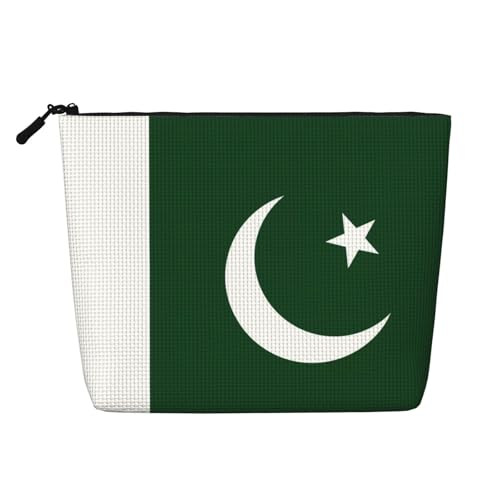 lootpe Reise-Make-up-Tasche, Motiv: Flagge von Pakistan, große Kapazität, Kosmetiktasche für Damen, tragbare Kosmetiktasche, Kulturbeutel von Lootpe