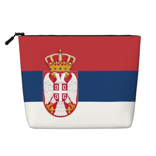 lootpe Reise-Make-up-Tasche, Motiv: Flagge von Serbien, große Kapazität, Kosmetiktasche für Damen, tragbare Kosmetiktasche, Kulturbeutel von Lootpe