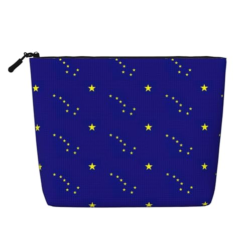 lootpe Reise-Make-up-Tasche mit Alaska-Staatsflaggen-Druck, große Kapazität, Kosmetiktasche für Damen, tragbare Kosmetiktasche, Kulturbeutel von Lootpe