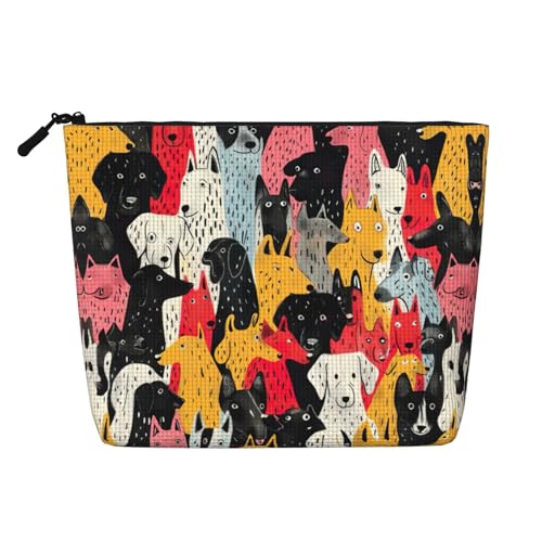 lootpe Reise-Make-up-Tasche mit Hundemuster, große Kapazität, Kosmetiktasche für Damen, tragbare Kosmetiktasche, Kulturbeutel von Lootpe