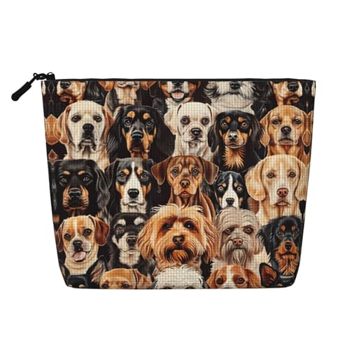 lootpe Reise-Make-up-Tasche mit Hundemuster, große Kapazität, Kosmetiktasche für Damen, tragbare Kosmetiktasche, Kulturbeutel von Lootpe
