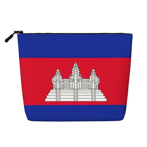 lootpe Reise-Make-up-Tasche mit Kambodscha-Flaggen-Druck, große Kapazität, Kosmetiktasche für Damen, tragbare Kosmetiktasche, Kulturbeutel von Lootpe